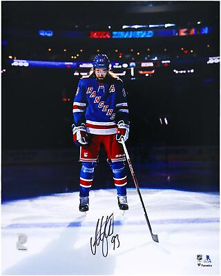 #ad Mika Zibanejad New York Rangers Signed 16 x 20 Blue Jersey Pregame Photograph $76.49