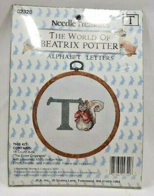 #ad NEW 1993 JCA Beatrix Potter Alphabet Letter T 02305 Cross Stitch Kit Vintag 6051 $14.00