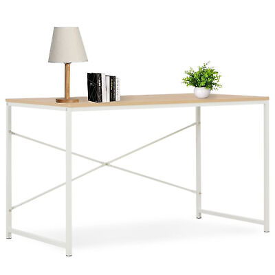 #ad Desk Office Table with Metal Frame Home Writing Desk with Storage B6Q7 $115.01
