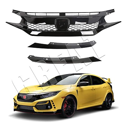 #ad #ad For 2016 2018 Honda Civic Front Grille Type R Style Hood Grill Hatchback Sedan $70.99
