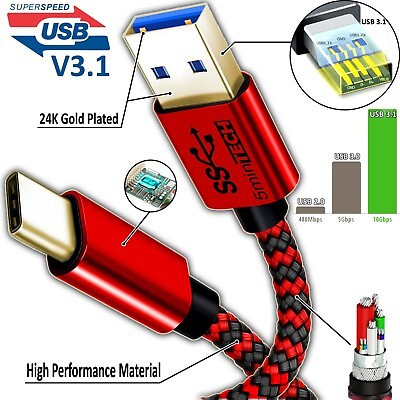 #ad Type C to USB Super Speed USB 3.1 Data amp; Sync Charger Charging Cable Cord lot $5.99