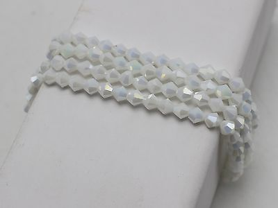 #ad 120pcs 4mm Bicone Bead Faceted Crystal Glass Beads Opaque White $1.79