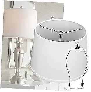 #ad Lamp Shades For Table Lamps Hand Crafted Natural Linen Fabric 1 White 1 Pack $46.68