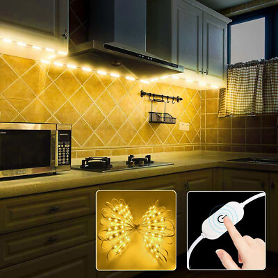 #ad 60 LED Warm White Under Cabinet Lights Closet Kitchen Counter LightDimmer US $14.29