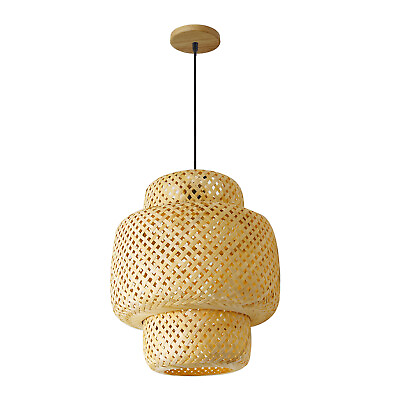 #ad #ad Rattan Boho Hanging Lamp Shade Woven Bamboo Pendant Light Kitchen Bedroom 11.81quot; $41.28