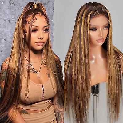 #ad Hd Lace Front Human Hair Wigs Remy P4 27 Highlight Glueless Wigs Pre Plucked $271.54