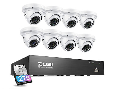 #ad ZOSI H.265 8MP 8CH NVR Wired PoE Security 4K IP Camera System 2TB HDD Network $389.99