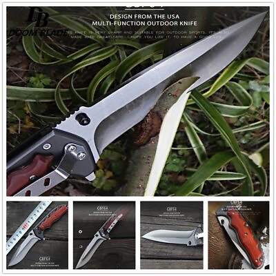 #ad Multi functional folding wooden handle tactical hunting survival special tool $10.87