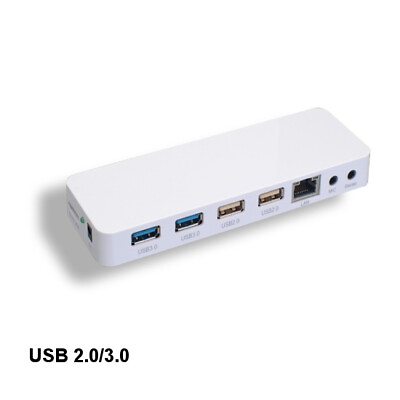 #ad Kentek White USB 4 Ports Docking Station 3.0 2.0 w RJ45 Audio Mic Socket 5Gbps $69.17