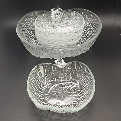 #ad Covetro Glass Apple Bowl Serving Set 5 Piece Textured Italy Vintage Salad Fruit $44.99