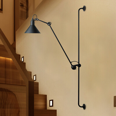 #ad 360 Swing Long Arm Wall Sconce Lamp Bedroom Bedside Lighting Fixture Adjustable $90.25