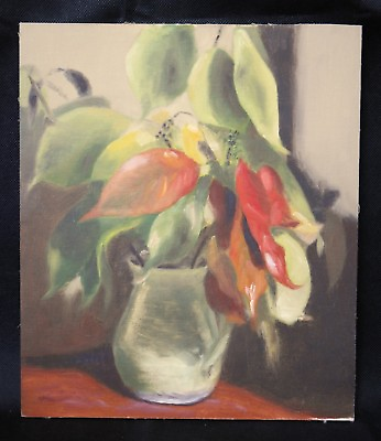 #ad Original student oil painting Impressionistic still life flowers in a jug 8of22 AU $59.99