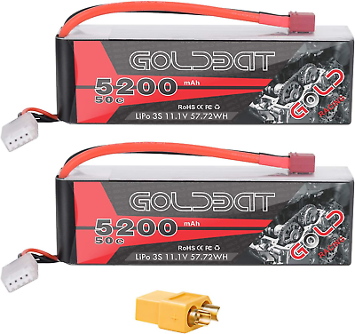 #ad GOLDBAT 3S Lipo Battery 5200mah 11.1V 50C LiPo RC Battery Soft Case Pack with De $70.97
