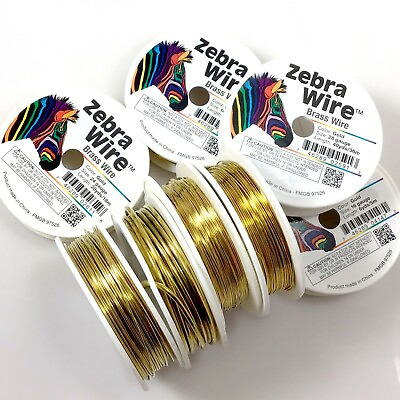 #ad Zebra Wire Gold Color Brass Round Wire 12 14 16 18 20 22 24 26 28 gauge Jewelry $7.49