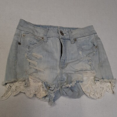 #ad American Eagle Shorts Adult Size 00 Super Stretch Hi Rise Shortie Womens $17.95