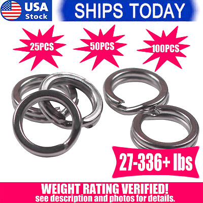 #ad #ad 25 50 100 PCS Stainless Steel Heavy Duty Fishing Split Rings Big Game Saltwater $7.59
