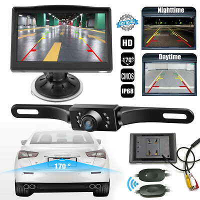 #ad 5quot; Monitor Wireless Backup Camera Car Rear View Parking System Night Vision $32.59