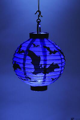 #ad Light Up Bat Paper Lantern Halloween 8quot; Hanging Decoration Purple Black $8.53
