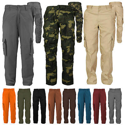 #ad Men#x27;s Cotton Casual Tactical Utility Multi Pocket Cargo Military Work Pants $35.69