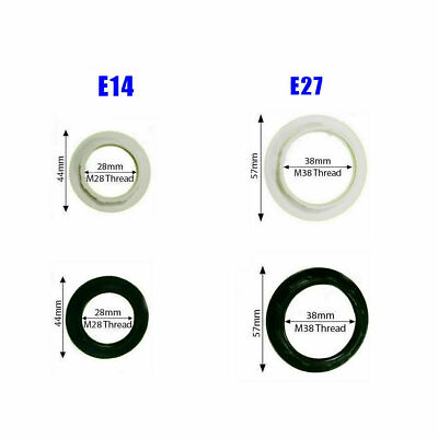 #ad 2 x Black or White E27 E14 Lamp Bulb Holder Light Shade Holder Collar Ring GBP 4.89
