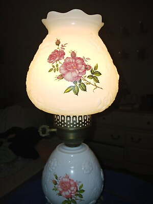 #ad White Glass Rose Lamp 16 1 2quot; Tall $30.00
