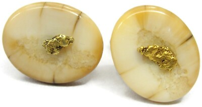 #ad 24K Gold Nugget Bone Antler Cufflinks Vintage Polished Unique $349.99