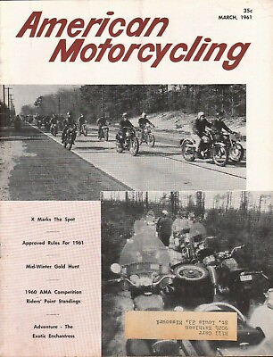 #ad 1961 March American Motorcycling Motorcycle Magazine w Harley Centerfold Ad $14.53