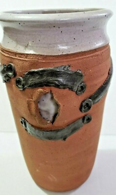 #ad Studio Stoneware Vase Vintage Pottery Signed Chop Mark GP Beautiful Art Design $30.00