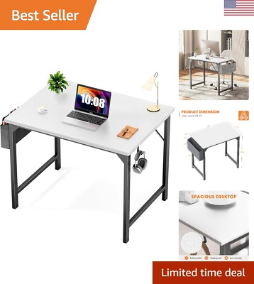 #ad 32 Inch Small Computer Desk with Storage Bag and Headphone Hooks Modern Stu... $59.99