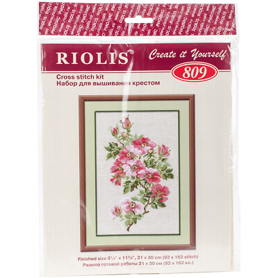 #ad RIOLIS Counted Cross Stitch Kit 8.25quot;X11.75quot; May Wild Rose 15 Count $17.51