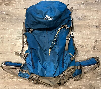 #ad Gregory Z65 Blue Internal Frame Support Backpack 65L Hiking Outdoors Camping $84.99