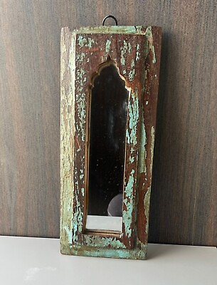 #ad Antique Wooden Hand Painted Wall Hanging Long Mirror Frame Decorative 107 $135.00