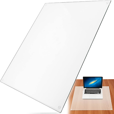 #ad 19quot; x 24quot; Tempered Glass Desk Mat to Protect Your Desk Sleek Glass Desk Pad or $48.39