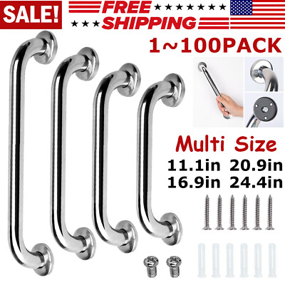 #ad Bathroom Shower Grab Bar Handle Safety Hand Rail Support Bar Stainless Steel lot $9.38