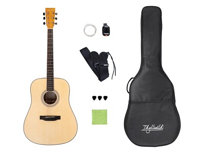 #ad Monoprice Spruce Top Steel String Acoustic Guitar Natural Complete Accessories $99.99