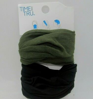 #ad Time amp; Tru Women#x27;s Head Wrap Multifunctional 2 Pack Face Covering Black amp; Green $8.93