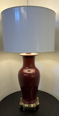 #ad #ad Paul Hanson Oxblood Red Porcelain amp; Brass Table Lamp MCM MIDCENTURY $750.00