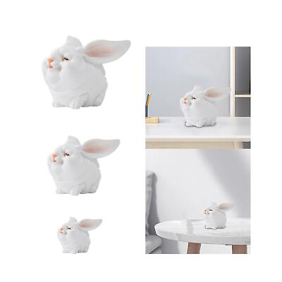 #ad Rabbit Figures DIY Little White Rabbit Micro Landscape for Office Desk House $33.96