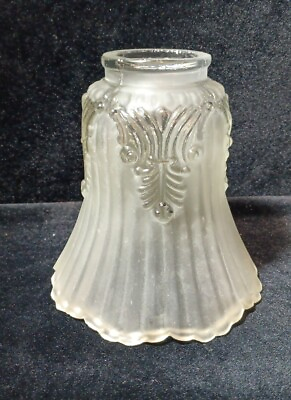 #ad Frosted Glass Light Lamp Shade Globes Ribbed Scalloped Edge 2quot; Fitter 5quot;T $8.99