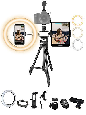 #ad 10quot; LED Ring Light Kit with Stand Dimmable 6000K For Makeup Phone Camera Youtube $59.99