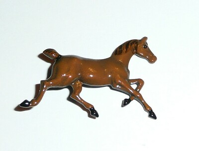 #ad Horse Trotting Metal Shank Button 1 3 8quot; x 1quot; Beautiful Metal Brown Horse $8.70