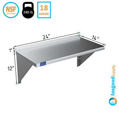 #ad 14quot; Width x 24quot; Length Stainless Steel Wall Shelf Square Edge $52.95