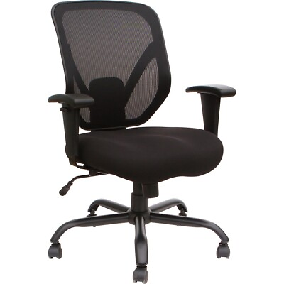 #ad SOHO Big amp; Tall Mesh Back Chair Black Fabric Seat Black Back 5 star Base $355.83