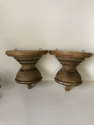 #ad Pair of Rustic Decorative Wood Wall Sconces with Display $38.00