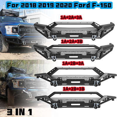 #ad 3 IN 1 Front Bumper Assembly w Side WingsBull Bar For 2018 2019 2020 Ford F 150 $484.97