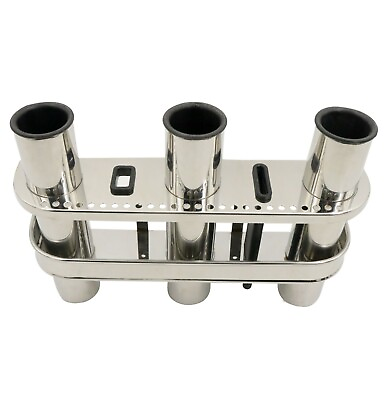 #ad 2PCS Rod Holder Stainless Steel Boat 3 Tube Outrigger Tackle Rack Solid Fishing $79.40