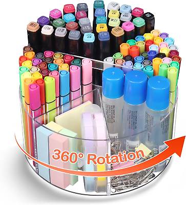 #ad Mefirt Acrylic Pen Holder 360 Degree Rotating Pen Organizer for Desk Rotating $52.04