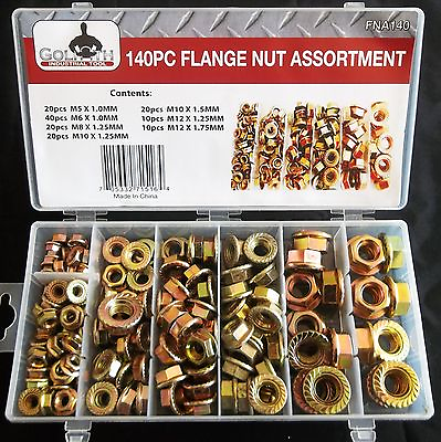 #ad 140pc GOLIATH INDUSTRIAL FLANGE NUT METRIC ASSORTMENT FNA140 WASHER BOLT $17.99