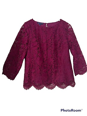 #ad RSVP By Talbots lace embroidered Formal Blouse size S Purple $24.99