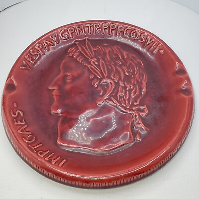 #ad Vtg Mid Century Modern Made In Italy Red Ceramic Pottery Ashtray Figurehead 8quot; $98.00